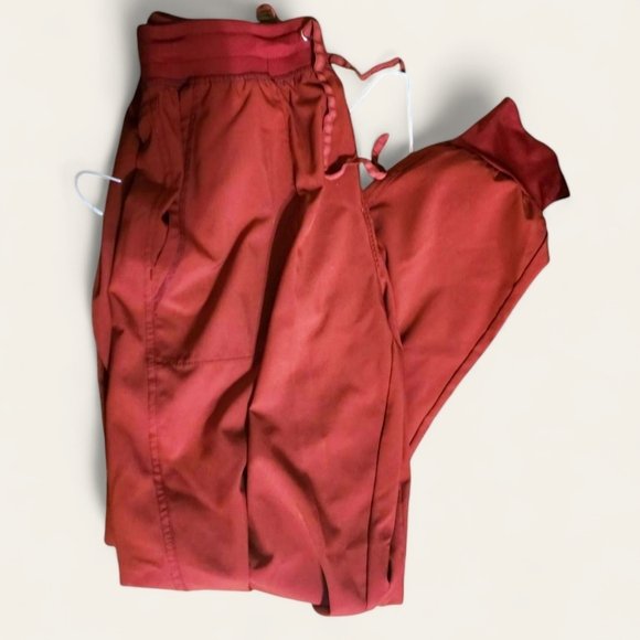 Womens Athletic Lounge Joggers Drawstring‎ Waist Pockets Burgundy Pants Medium - Picture 5 of 6